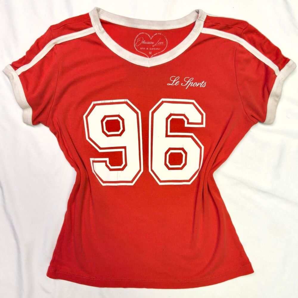 Urban-outfitters Women's Red and White T-shirt